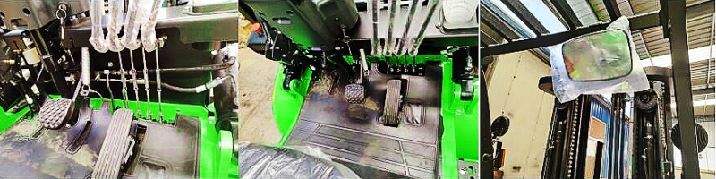 Details of four-wheel electric forklift with diesel chassis